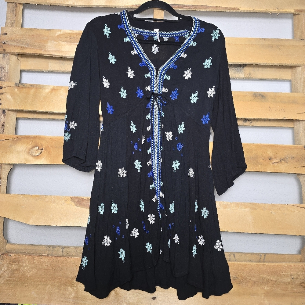 Free People Black Floral Dress Size:S